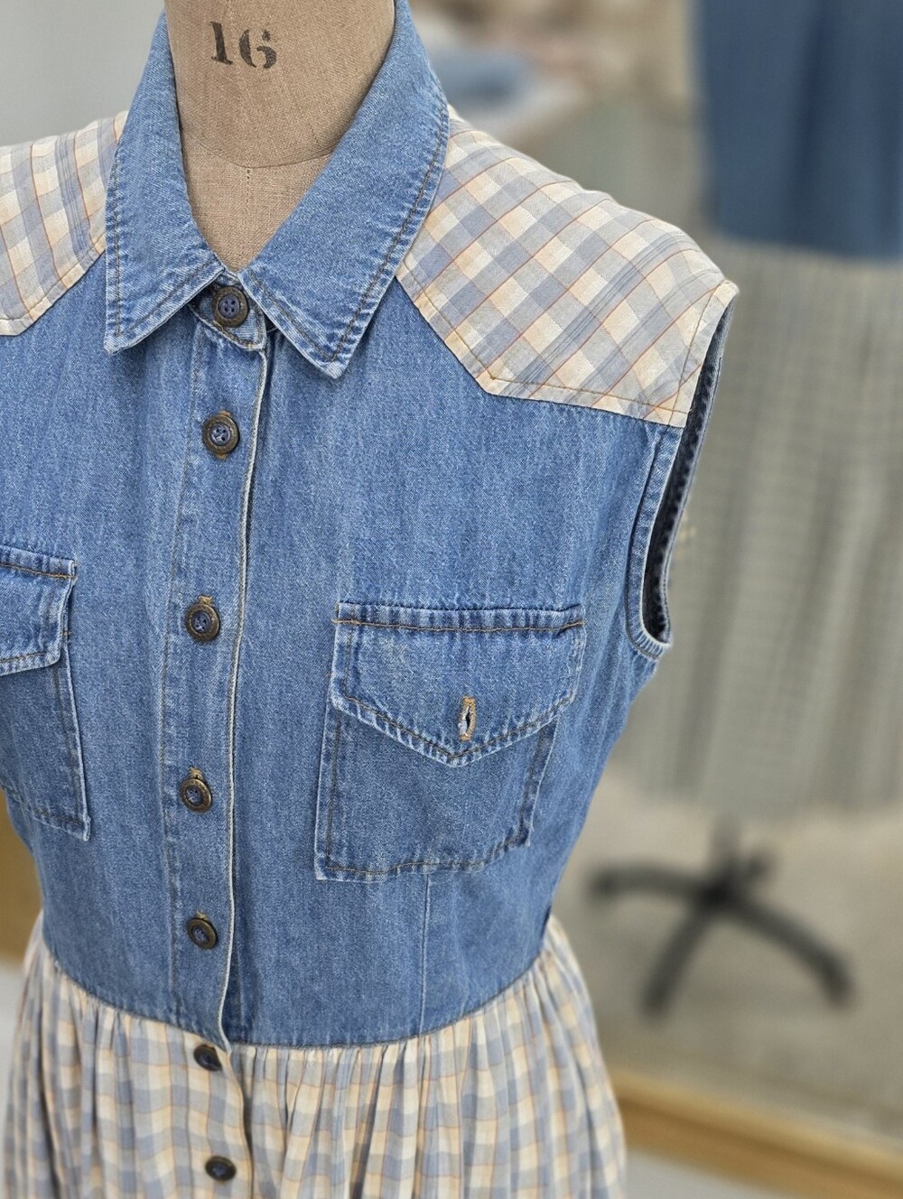 Vintage Denim Button Down Dress